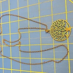 Tree Turquoise Accent Color Medallion 30" Necklace